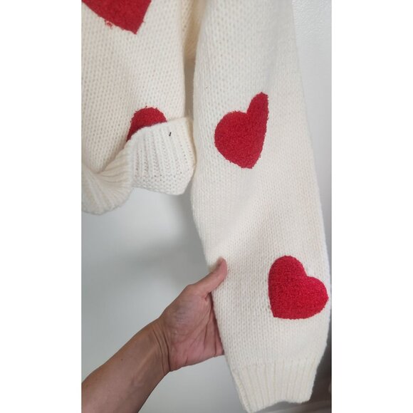 Luna Ivy Women's Sz. M Heart Button Up Long Sleeve Button Up Cardigan Sweater NW - Picture 5 of 6